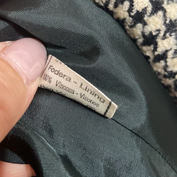 Madyva Made in Italy Women Tan/Black Wool Blend Houndstooth Blazer Size 44 - Picture 10 of 10